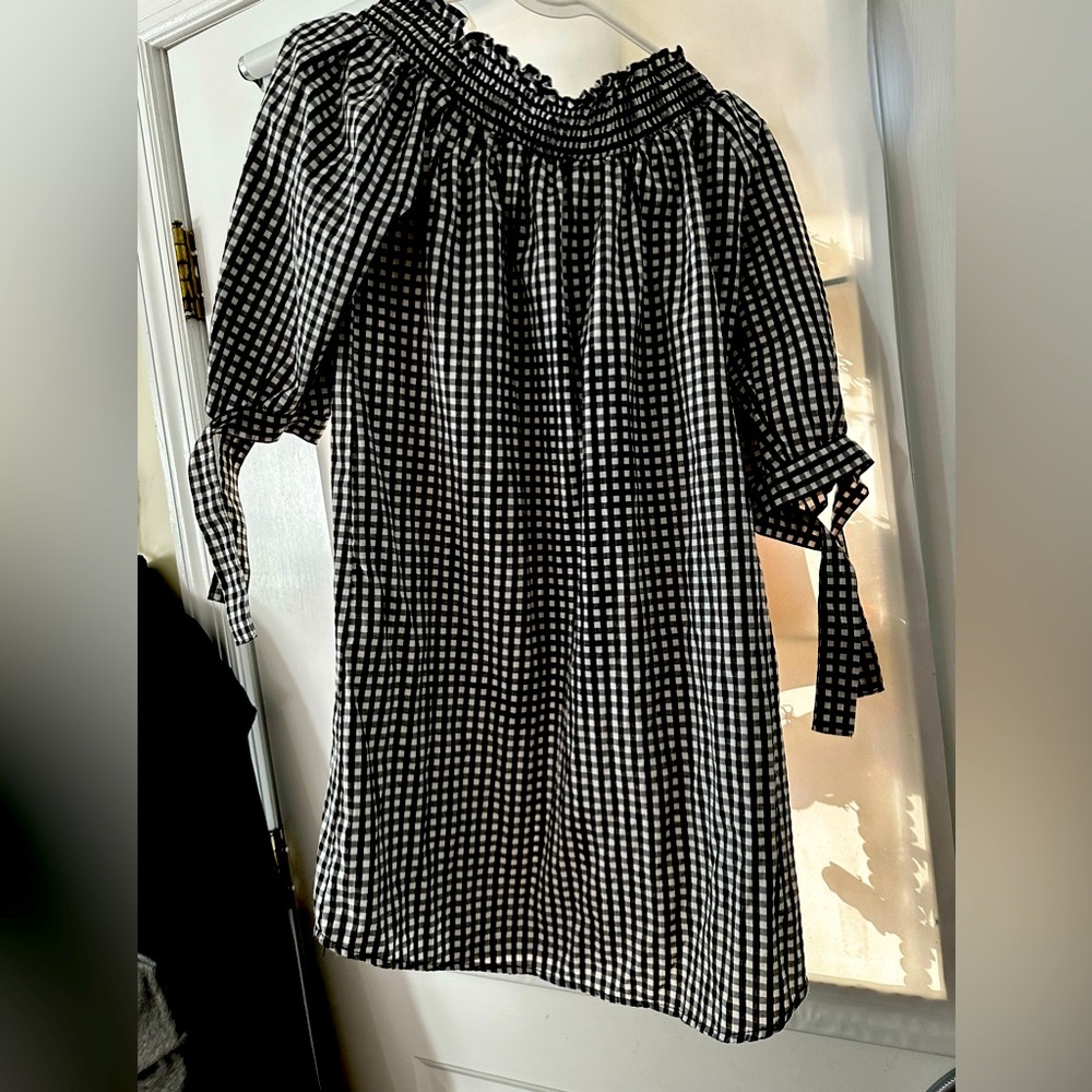 New Look black and white checkered gingham dress size medium